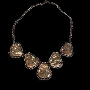 Abalone gemstone geometric Statement choker necklace. 16” with 4” extender.